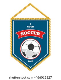 Blue soccer pennant isolated white