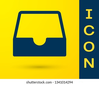 Blue Social media inbox icon isolated on yellow background. Social network element, symbol. Vector Illustration