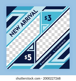 blue social media post and internet ads templates. Minimalist geometric concept. Alternate design is available for automotive and technology. minimal square background social media banner template