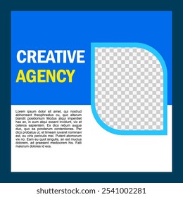 blue social media post template design for creative agency business