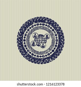 Blue social network icon inside grunge style stamp