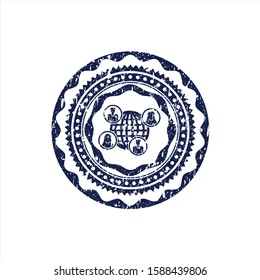 Blue social network icon inside distressed rubber grunge texture stamp