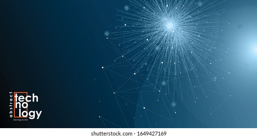 Blue social network mesh. Communication polygonal background. Vector illustration.