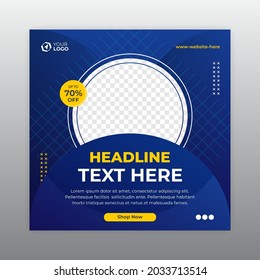 Blue Socila Media Template With Yellow Details