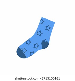 Blue Sock With Stars Pattern: Playful Footwear For Kids And Fun Gift Ideas, Decorative Wardrobe Accessory