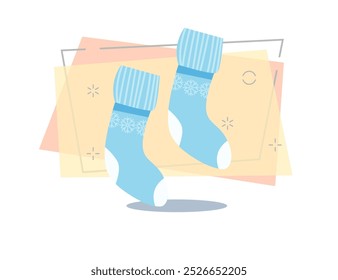 Blue socks illustration. Knitted socks, keeping warm, feet. Fashion concept. Vector illustration can be used for topics like shopping, wardrobe, winter