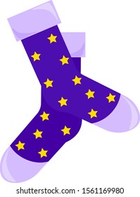 Blue socks, illustration, vector on white background.