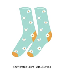 blaue Socken-Paar mit Blumen