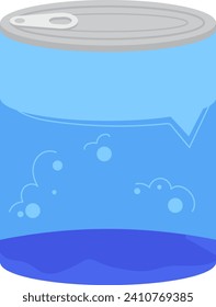 Blue soda can with bubbles, fresh cool beverage concept. Drink packaging and carbonated soft drink vector illustration.