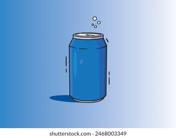 Blue soda can chilled look with lights falling on it