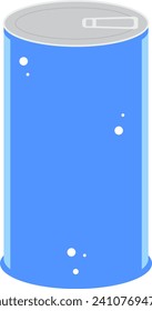 Blue soda can with condensation bubbles. Simple illustration of a cold beverage container. Refreshment concept and drink package design vector illustration.