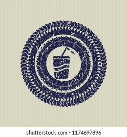 Blue soda icon inside distress grunge seal