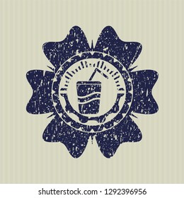Blue soda icon inside distress grunge seal