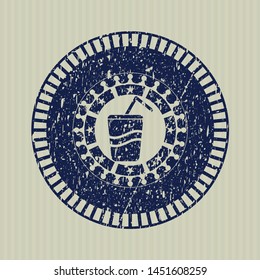 Blue soda icon inside distress grunge seal