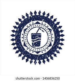 Blue soda icon inside rubber texture