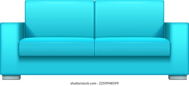 sofá azul. Sofá de caricatura. Icono de mobiliario de salón
