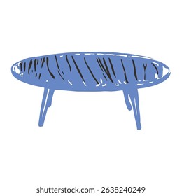 A blue sofa with cushions, hand-drawn for modern living rooms. Designed to provide comfort and style with a minimalist touch.