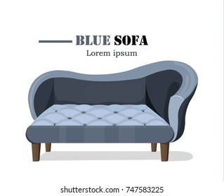 Blue sofa furniture Vector illustration. Modern designs