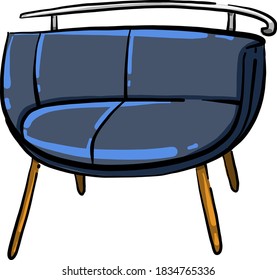 Blue sofa, illustration, vector on white background