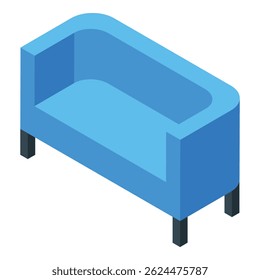 Blue sofa isometric icon, furniture illustration for living room decoration