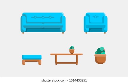 Blue sofa in modern flat art