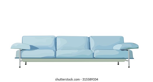 Blue sofa on white background