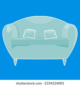 blue sofa vector complete with pillows, art illustration