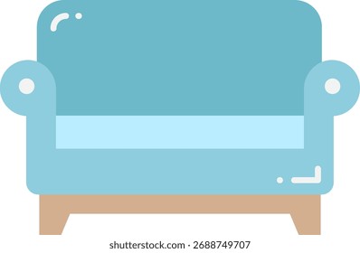 Ilustración azul del icono del Vector del sofá
