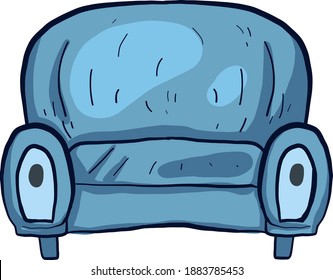 sofá azul, ilustración, vector sobre fondo blanco
