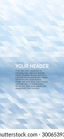 Blue soft abstract geometric mosaic background with place of text. Design elements Vector illustration EPS 10 for booklet layout page, leaflet template, vertical banner