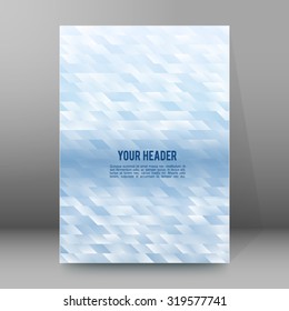 Blue soft abstract geometric mosaic background with place of text. Design elements Vector illustration EPS 10 for booklet layout page, leaflet template, vertical banner