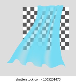 Blue soft clothes. Transparent curtains. Vector illustration.