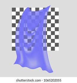 Blue soft clothes. Transparent curtains. Vector illustration.
