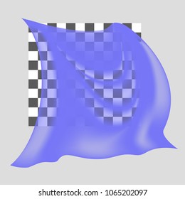 Blue soft clothes. Transparent curtains. Vector illustration.