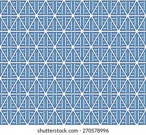 Blue and soft blue color lattice triangle seamless pattern background vector. Inspiration from pharaoh headdress.