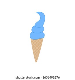 blue soft cream waffle cone handdrawing