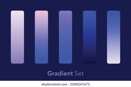 Blue soft gradient background set. Metallic gradation textures. Dark navy fluid Shiny elegant vector gradient collection. Vector illustration eps10