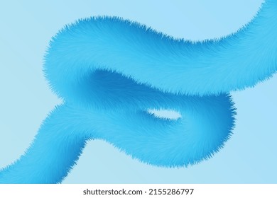 Blue soft hairy liquid gradient twisted shape background. Curl liquid form illustration