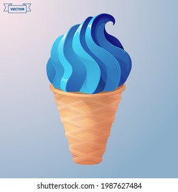 Blue soft ice cream cone.