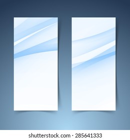 Blue soft line wave vertical banner set. Vector illustration