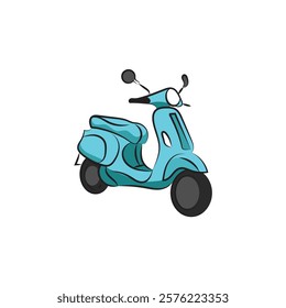 blue soft scooter isolated on white