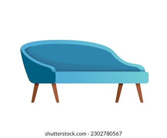 Blue soft sofa modern design for living room or reception vector illustration isolated on white background