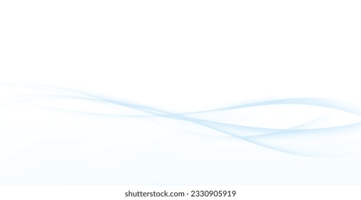Blue soft swooshy elegantly bend wavy lines abstract background. Vector illustration