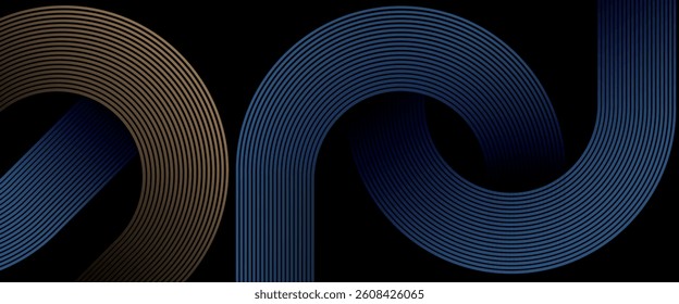 Blue and soft yellow colour diagonal rounded lines Dynamic shapes composition design background vector illustration. 