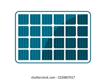 Blue solar cell or solar panel grid module sun energy power generate electricity environmentally friendly clean energy flat vector icon design.
