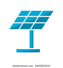 Blue solar cell or solar panel grid module sun energy power environmentally friendly clean energy flat vector icon design