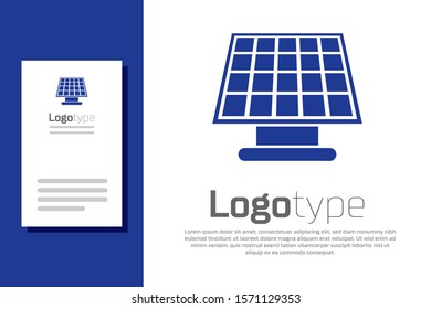 Blue Solar energy panel icon isolated on white background. Logo design template element. Vector Illustration