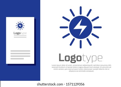 Blue Solar energy panel icon isolated on white background. Logo design template element. Vector Illustration