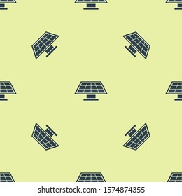 Blue Solar energy panel icon isolated seamless pattern on yellow background.  Vector Illustration
