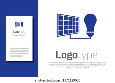 Blue Solar energy panel and light bulb icon isolated on white background. Logo design template element. Vector Illustration